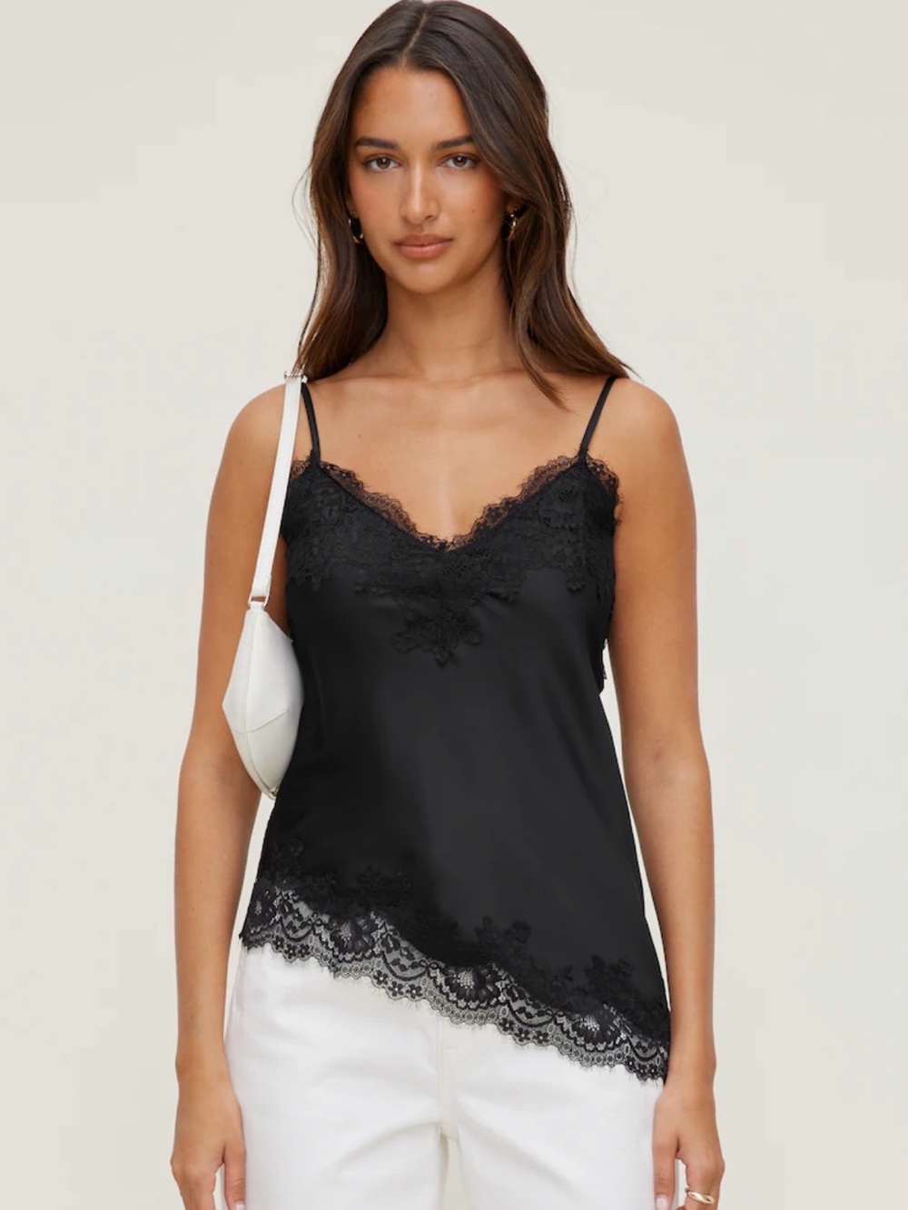 Dynamite Cassie Asymmetric Lace Satin Cami